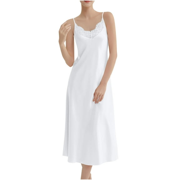 Gytharion Silk Nightgown for Women Long Satin Slip Pajamas Dress Sleeveless Backless V-Neck Cami Sleepdress Soft Comfy Spaghetti Straps Smooth Nightdress