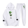 thumbnail image 1 of Gytharion St Patricks Day Sweatsuit Sets for Women Long Sleeve Shamrock Graphic Print Hoodies and Jogger Sweatpants Loose Comfy 2 Piece Track Suits with Pockets, 1 of 4