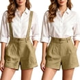 thumbnail image 1 of Gytharion Summer Plus Size Short Jumpsuits for Women Detachable Shoulder Straps Rompers Cotton Linen Casual Jumpsuits with Pockets, 1 of 8