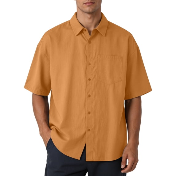 Gytharion Summer Thin Men's Shirts Loose Fashion Short Sleeve Shirts Casual Button Down Tops