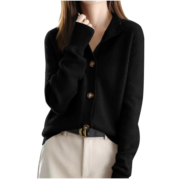 Gytharion Sweaters for Women Soft Comfy Button Down Shirts Fashion Solid Casual Long Sleeve Knitted Blouses