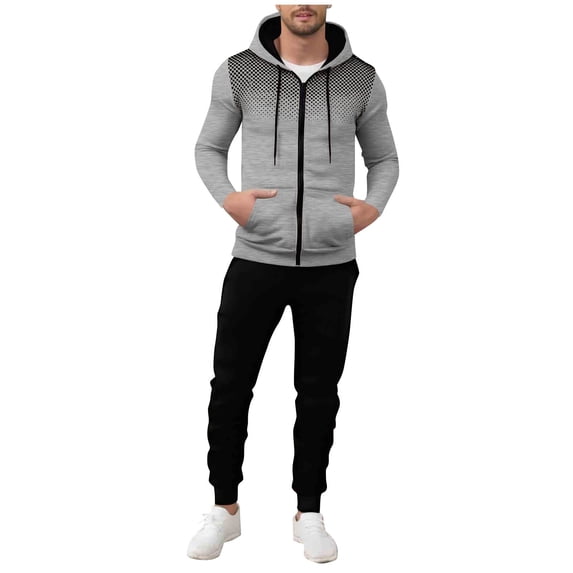 Gytharion Sweatsuits for Men 2 Piece Fall Outfits Fashion Dot Printed Drawstring Hooded Sweatshirt and Athletic Joggers Sets Loose Comfy Long Sleeve Full Zip Tracksuit Sets with Pockets