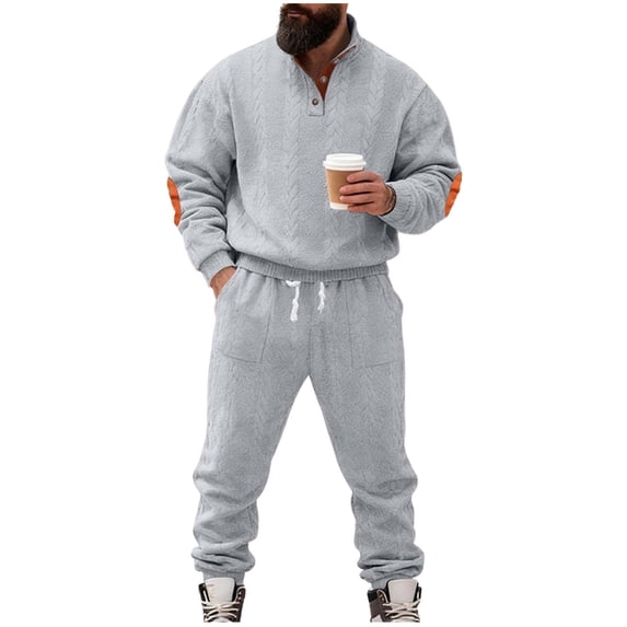 Gytharion Sweatsuits for Men 2 Piece Sets Button Pullover Stand Collar Sweatshirt and Drawstring Sweatpants Sets Soft Comfy Long Sleeve Casual Tracksuit Sets with Pockets