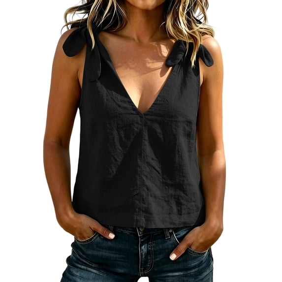 Gytharion Tank Tops for Women Flowy Deep V Neck Women Tops Loose Fit Summer Sleeveless Tops