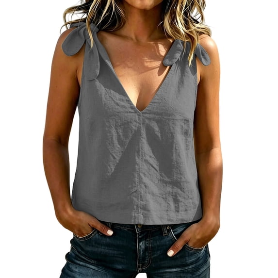 Gytharion Tank Tops for Women Flowy Deep V Neck Women Tops Loose Fit Summer Sleeveless Tops