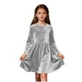 thumbnail image 1 of Gytharion Teen Girls Velvet Dresses Winter Soft Comfy Long Sleeve Crew Neck Holiday Party Dress Flowy A-Line Swing Princess Dresses for Girls, Size 5-15 Years, 1 of 6