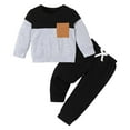 thumbnail image 1 of Gytharion Toddler Baby Boys 2 Piece Fall Outfit Sweatsuits Set Kids Fleece Long Sleeve Sweatshirts and Sweatpants Cute Casual Colorblocking Tracksuits Sets for Boys, 6M-3Y, 1 of 6