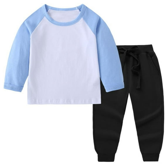 Gytharion Toddler Boys Girls Sweatsuit Sets Cute Colorblocking Long Sleeve Crew Neck Pullover Tops and Jogger Sweatpants 2 Piece Outfits Fall Winter Thermal Cotton Tracksuits for Kids, 1-12Y