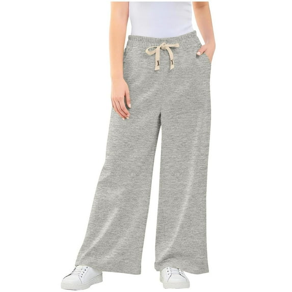 Gytharion Toddler Girls Cotton Sweatpants Fashion Casual Elastic Waist Drawstring Active Pants Kids Loose Cozy Pocket Wide Leg Pants for Girls, 2-13 Years