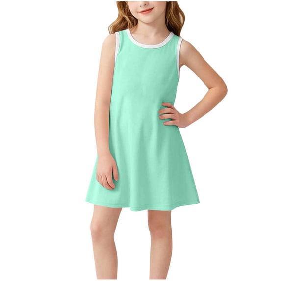 Gytharion Toddler Girls Tank Dresses Summer Soild Color Sleeveless Sundress Casual Round Neck Dresses,2T-8T
