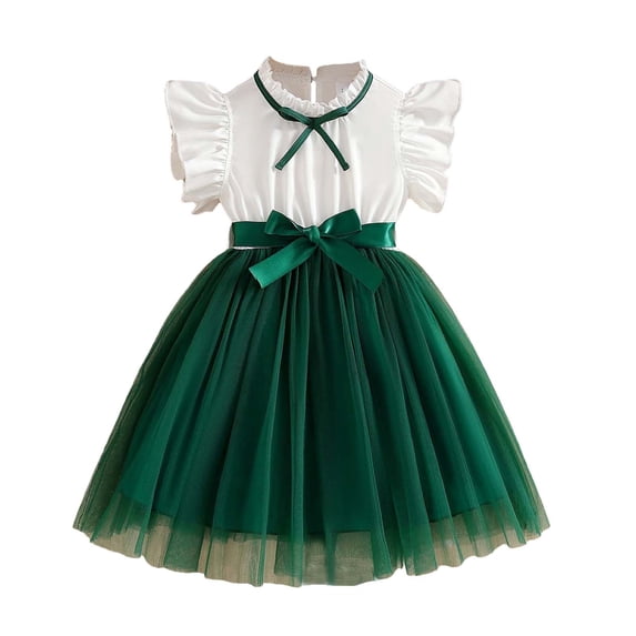 Gytharion Toddler Girls Tulle Tutu Dresses Cute Bowknot Sleeveless Party Dress Flowy A-Line Swing Flutter Sleeve Princess Dresses for Little Girls, Size 3-10 Years