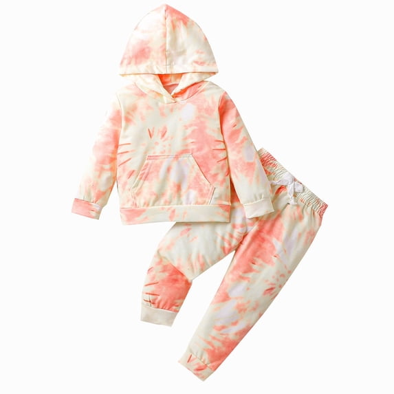 Gytharion Toddler Kids 2PC Tie Dye Hooded Sweatsuits Fashion Casual Sports Jogging Suits for 3Y-9Y Kids Long Sleeve Hoodies and Drawstring Elastic Waist Sweatpants Fall Sweatshirts Sets