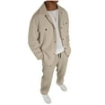 thumbnail image 1 of Gytharion Tracksuits for Men 2 Piece Sets Long Sleeve Botton Down Lapel Jacket and Drawstring Sweatpants Sets Loose Casual Waffle Sweatsuits with Pockets, 1 of 6
