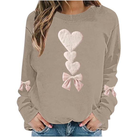Gytharion Valentine's Day Sweatshirts for Women Plus Size Cute Heart Print Pullover Tops Fall Winter Soft Comfy Fleece Lined Warm Shirts Loose Casual Long Sleeve Crew Neck Valentine Blouses