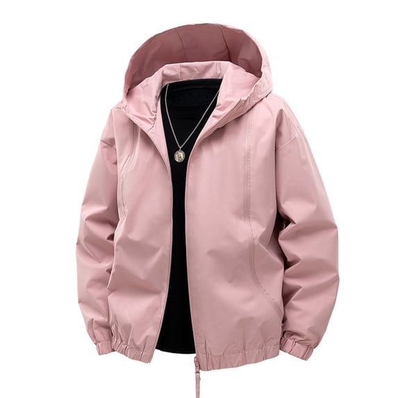 Gytharion Waterproof Hooded Coats for Men Plus Size Fashion Solid Full Zip Windbreaker Jacket Mens Lightweight Casual Outdoor Hiking Travel Punching Jackets