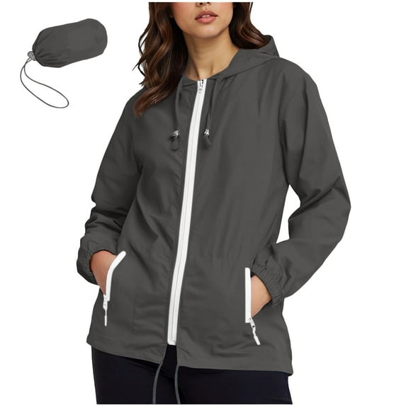 Gytharion Waterproof Raincoats for Women Plus Size Lightweight Loose Full-Zip Hooded Windbreaker Outerwear Fashion Casual Long Sleeve Outdoor Travel Rain Jackets with Pockets