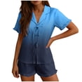 thumbnail image 1 of Gytharion Women's 2 Piece Pajama Sets Lapel Lace Up Ruffled Shirts and Elastic Waist Shorts Ladies Fashion Gradient Lounge Sets, 1 of 5