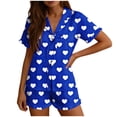 thumbnail image 1 of Gytharion Women's 2 Piece Pajama Sets Lapel Lace Up Ruffled Shirts and Elastic Waist Shorts Ladies Fashion Printed Lounge Sets, 1 of 5