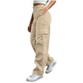 thumbnail image 1 of Gytharion Women's Cargo Pants Corduroy Button Front Utility Trousers Wide Leg Elastic Waist Work Pants with Pockets for Fall Winter, 1 of 7