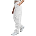 thumbnail image 1 of Gytharion Women's Cargo Pants Corduroy Button Front Utility Trousers Wide Leg Elastic Waist Work Pants with Pockets for Fall Winter, 1 of 7