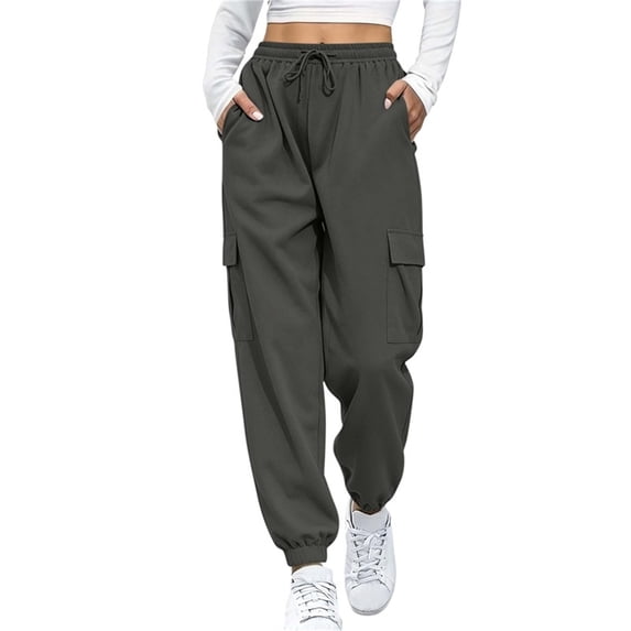 Gytharion Women's Cargo Pants High Waist Tapered Fit Utility Trousers Drawstring Elastic Waist Jogger Pants with Pockets for Travel