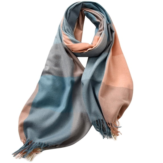 Gytharion Women's Color-blocking Winter Scarf Brushed Thick Long Fringed Neck Scarf Shawl Wrap Cold Weather Scarves