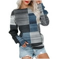 thumbnail image 1 of Gytharion Women's Crew Neck Sweatshirts Fashion Plaid Printed Casual Long Sleeve Pullover Tops Fall Loose Comfortable Front Pocket Sweatshirts for Women, 1 of 6