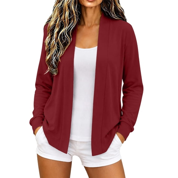 Gytharion Women's Cropped Cardigan Sweaters Open Front Long Sleeve Knit Cardigans Spring Fall Layering Cropped Cardigans