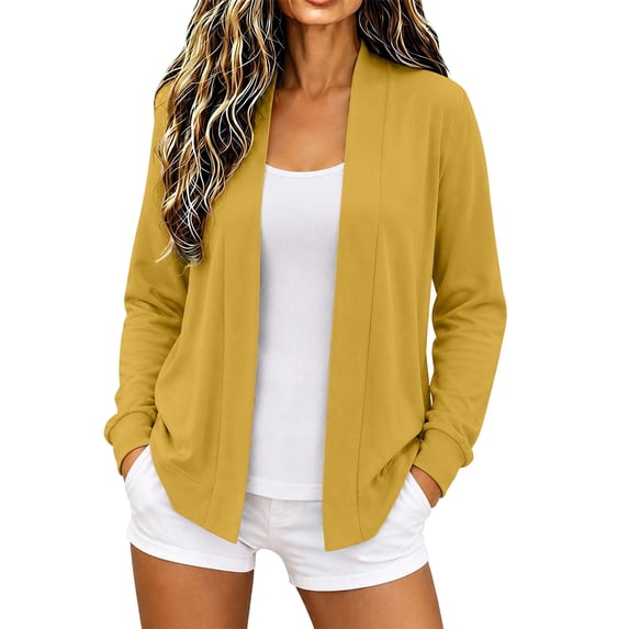 Gytharion Women's Cropped Cardigan Sweaters Open Front Long Sleeve Knit Cardigans Spring Fall Layering Cropped Cardigans