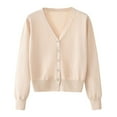 thumbnail image 1 of Gytharion Women's Cropped Knit Cardigans Button Front V Neck Long Sleeve Cardigan Sweaters Ribbed Hem Cropped Cardigans, 1 of 8