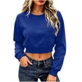 thumbnail image 1 of Gytharion Women's Cropped Sweatshirts Crew Neck Patch Pocket Solid Color Soft Comfortable Classic Pullovers Fashion Cozy Athleisure Pullover Tops, 1 of 7