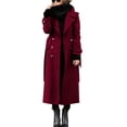 thumbnail image 1 of Gytharion Women’s Double Breasted Coats Lapel Long Sleeve Wool Jackets Solid Color Belted Winter Overcoats with Pockets, 1 of 5
