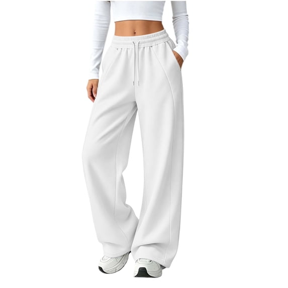 Gytharion Women's Drawstring Joggers with Pockets Solid Color Elastic Waist Slim Straight Sweatpants Side Line Sport Track Pants 2026