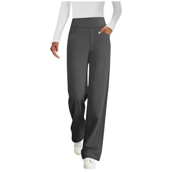 Gytharion Women's Dress Pants Solid Casual Elastic High Waist Slack Pants with Pockets Fashion Slim Fit Straight Leg Trousers for Office Work Business