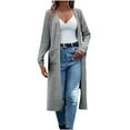 thumbnail image 1 of Gytharion Women's Duster Cardigan Sweaters Open Front Long Sleeve Knit Cardigans with Side Pockets Long Cardigans, 1 of 4