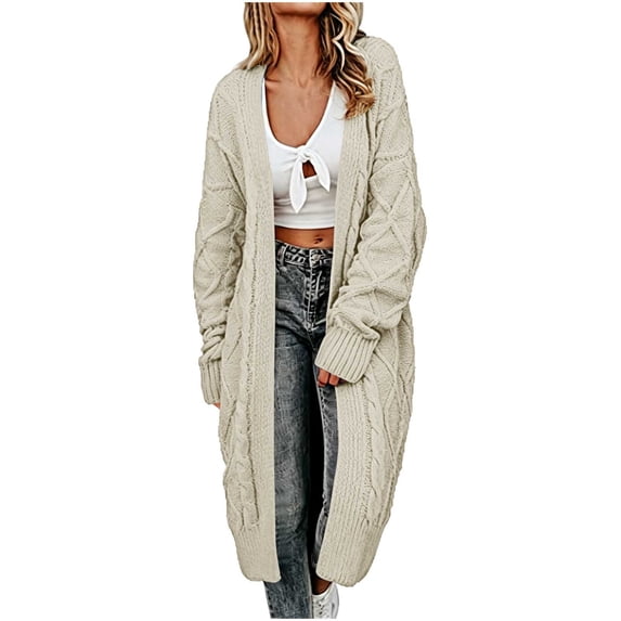 Gytharion Women's Duster Knit Cardigans Open Front Long Sleeve Cardigan Sweaters Solid Color Fall Winter Long Cardigans