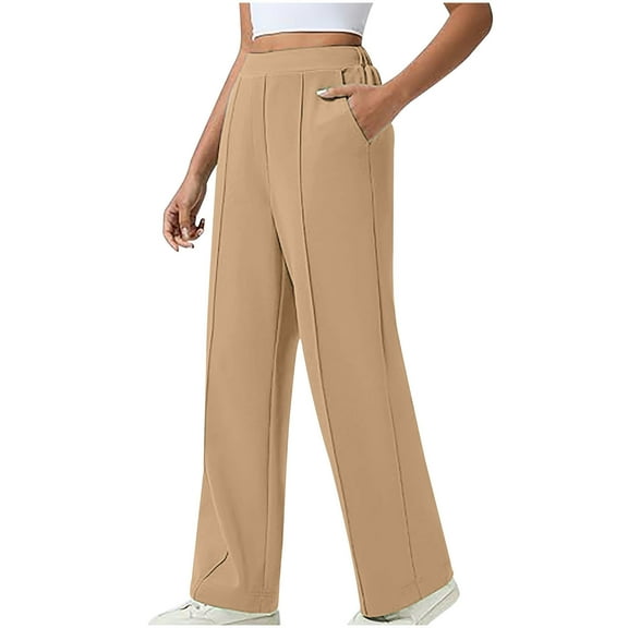 Gytharion Women's Fall Sweatpants Fashion Solid Elastic High Waist Drawstring Outdoor Active Lounge Pants Loose Cozy Straight Leg Trousers with Pockets