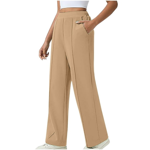 Gytharion Women's Fall Sweatpants Fashion Solid Elastic High Waist Drawstring Outdoor Active Lounge Pants Loose Cozy Straight Leg Trousers with Pockets