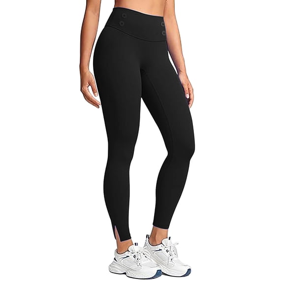 Gytharion Women's Fleece Lined Warm Yoga Pants Fashion Stretch Slim Fit Side Split Thermal Leggings Fall Winter Solid Casual High Waist Tummy Control Sweatpants for Women