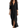 thumbnail image 1 of Gytharion Women's Flowy Maxi Dresses Lapel Long Sleeve Front Slit Dresses Loose Elegant Casual Shirt Dresses, 1 of 7