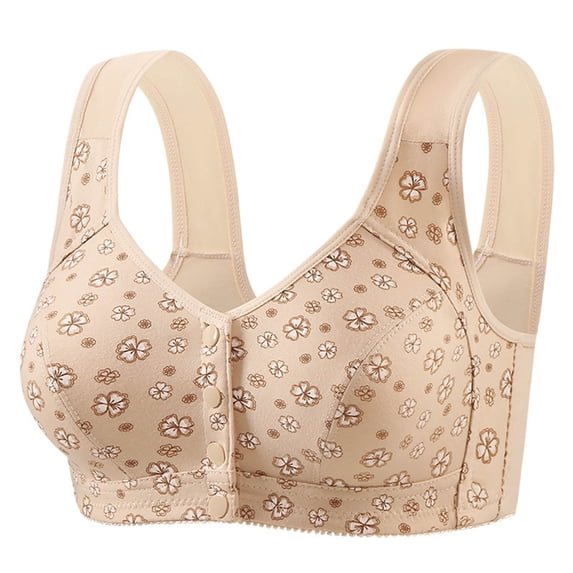 Gytharion Women's Front Closure Plus Size Bras Wireless Adjustable Bras Printed Comfortable Everyday Bras,36B/C-46B/C