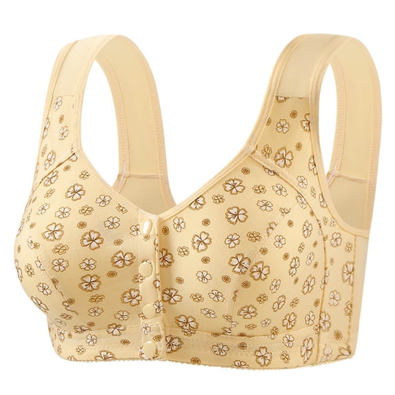 Gytharion Women's Front Closure Plus Size Bras Wireless Adjustable Bras Printed Comfortable Everyday Bras,36B/C-46B/C