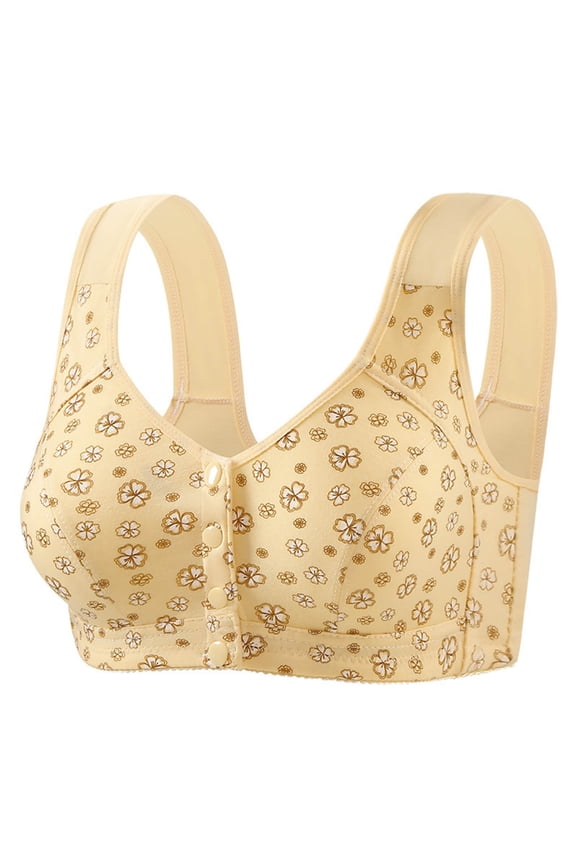 Women's Front Closure Plus Size Bras Wireless Adjustable Bras Printed Comfortable Everyday Bras,36B/C-46B/C