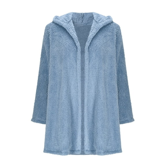 Gytharion Women's Fuzzy Fleece Cardigan Jackets Soft Comfy Long Sleeve Open Front Hooded Coat Winter Solid Casual Warm Fluffy Outerwear for Women