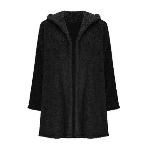 Gytharion Women's Fuzzy Fleece Cardigan Jackets Soft Comfy Long Sleeve Open Front Hooded Coat Winter Solid Casual Warm Fluffy Outerwear for Women