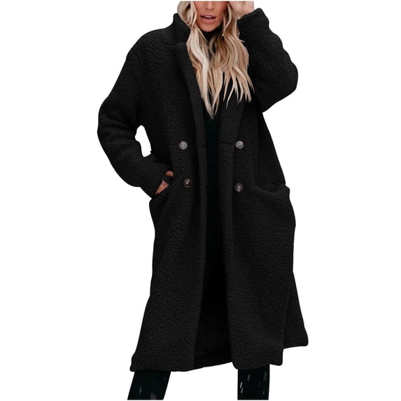Gytharion Women's Fuzzy Fleece Overcoats Long Sleeve Maxi Length Open Front Loose Fit Cozy Cardigan Fall and Winter Warm Casual Soft Plush Outerwear with Pockets