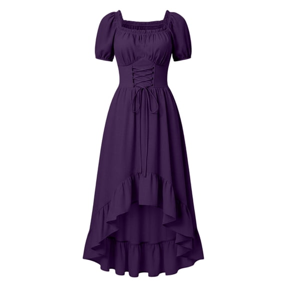 Gytharion Women's Gothic Style Renaissance Dresses Bell Sleeve Long Length Costume Dresses Lace Up Classic Elegant Halloween Costumes