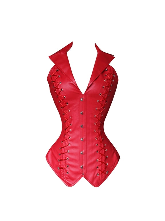 Women's Gothic Vintage Shapewear Tops Strapless Deep V Neck Front Busk Closure Corsets Tummy Control Waist Slimming Bustiers for Clubwear Party Cosplay