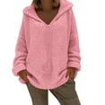 thumbnail image 1 of Gytharion Women's Hoodies Loose Solid Color V Neck Long Sleeve Hooded Sweaters with Front Pockets Fashion Casual Pullover Tops, 1 of 8