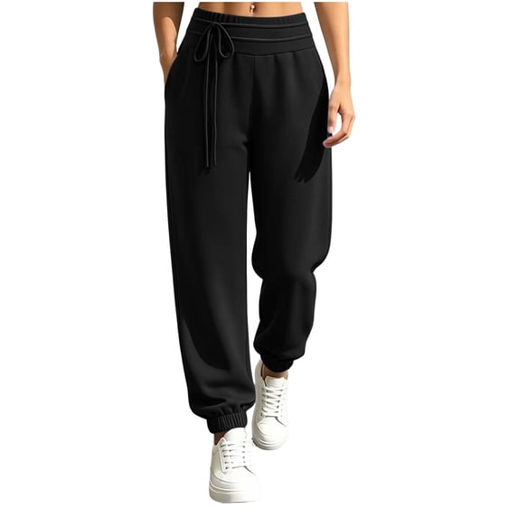 Gytharion Women's Jogger Pants Solid Color Tapered Fit Sweatpants Drawstring Elastic Waist Athletic Joggers with Pockets for Workout